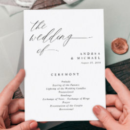 Elegant Wedding Programs 5x7 Romantic Calligraphy Programmakaart