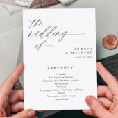 Elegant Wedding Programs 5x7 Romantic Calligraphy Programmakaart