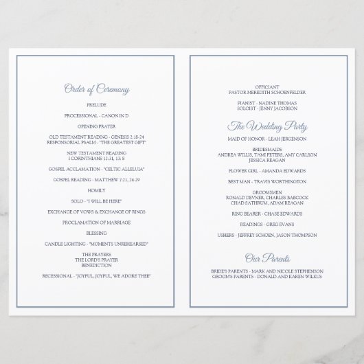 Elegant  Wedding Programs Dusty Blue (Achterkant)