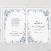Elegant Wedding Programs Dusty Blue (Voorkant / Achterkant)