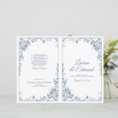 Elegant Wedding Programs Dusty Blue (Staand voorkant)
