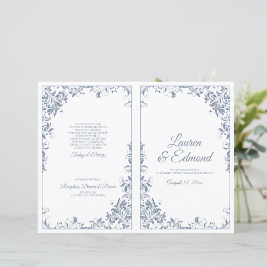 Elegant  Wedding Programs Dusty Blue (Staand voorkant)