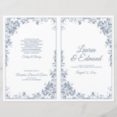Elegant  Wedding Programs Dusty Blue (Voorkant)