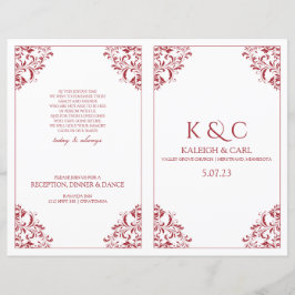 Elegant Wedding Programs - Foldover Booklet - Red