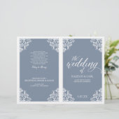 Elegant Wedding Programs - Nadine (Dusty Blue) (Staand voorkant)