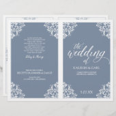 Elegant Wedding Programs - Nadine (Dusty Blue) (Voorkant / Achterkant)
