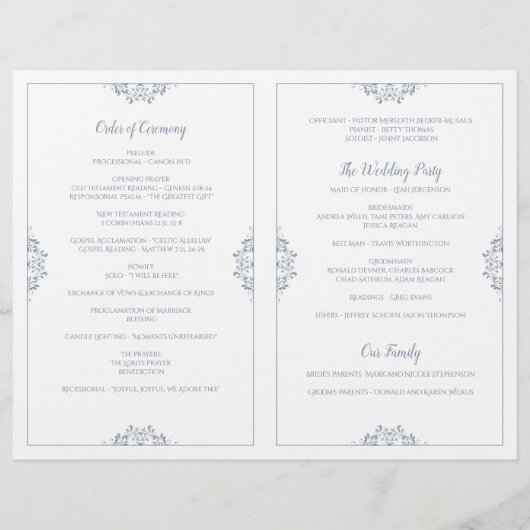 Elegant Wedding Programs - Nadine (Dusty Blue) (Achterkant)