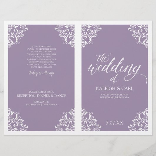 Elegant Wedding Programs - Nadine (Lavender) (Voorkant)