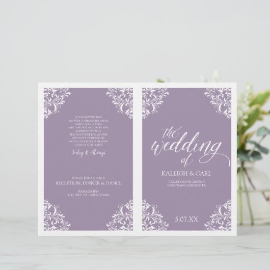 Elegant Wedding Programs - Nadine (Lavender) (Staand voorkant)