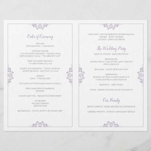 Elegant Wedding Programs - Nadine (Lavender) (Achterkant)