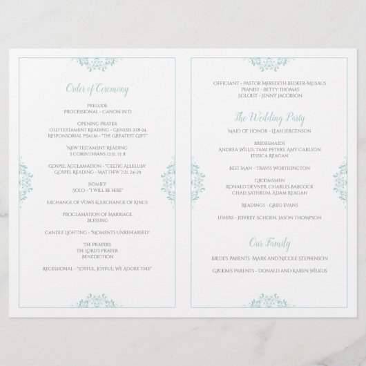 Elegant Wedding Programs - Nadine (Light Turquoise (Achterkant)