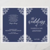 Elegant Wedding Programs - Nadine (Navy Blue) (Voorkant)