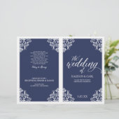 Elegant Wedding Programs - Nadine (Navy Blue) (Staand voorkant)