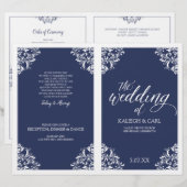 Elegant Wedding Programs - Nadine (Navy Blue) (Voorkant / Achterkant)