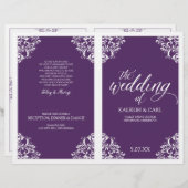 Elegant Wedding Programs -Nadine (Plum/Paars) (Voorkant / Achterkant)