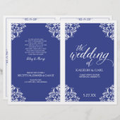 Elegant Wedding Programs - Nadine (Royal Blue) (Voorkant / Achterkant)
