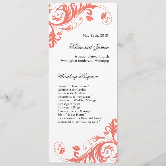 Elegant Wedding Programs Programmakaart (Voorkant)