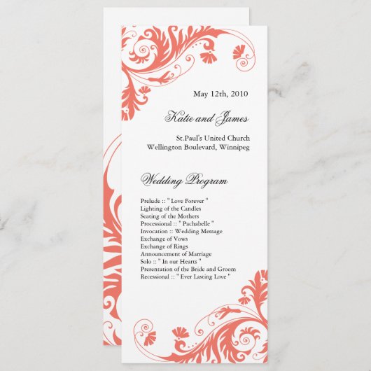 Elegant Wedding Programs Programmakaart (Voorkant / Achterkant)