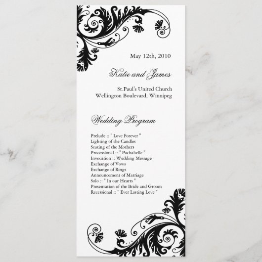 Elegant Wedding Programs Programmakaart (Voorkant)