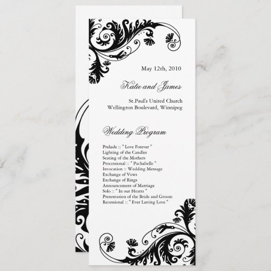 Elegant Wedding Programs Programmakaart (Voorkant / Achterkant)