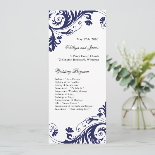 Elegant Wedding Programs Programmakaart (Staand voorkant)