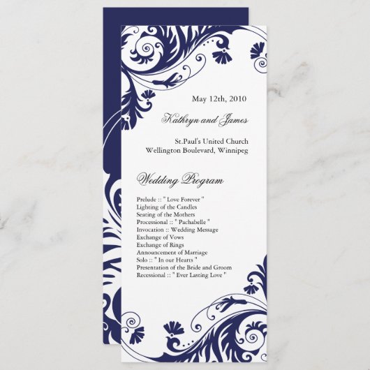 Elegant Wedding Programs Programmakaart (Voorkant / Achterkant)