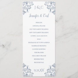 Elegant Wedding Programs | Tea-Length (Dusty Blue) Programmakaart