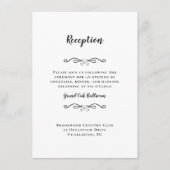 Elegant Wedding Reception Black White Chic Informatiekaartje (Voorkant)