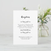 Elegant Wedding Reception Black White Chic Informatiekaartje (Staand voorkant)