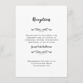 Elegant Wedding Reception Black White Chic Informatiekaartje