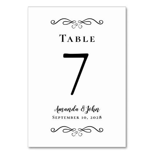Elegant Wedding Reception Calligraphy Black White Kaart (Achterkant)
