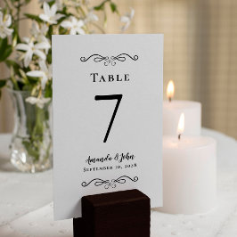 Elegant Wedding Reception Calligraphy Black White Kaart