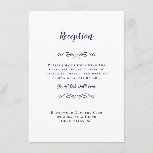 Elegant Wedding Reception Chic Delicate Blue Informatiekaartje (Voorkant)