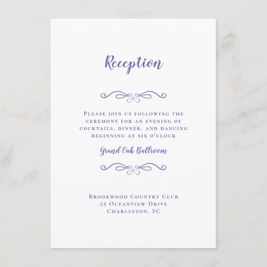 Elegant Wedding Reception Chic Periwinkle Blue Informatiekaartje (Voorkant)