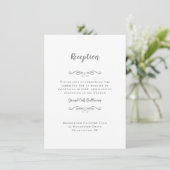 Elegant Wedding Reception Gray Chic Enclosure Card Informatiekaartje (Staand voorkant)
