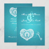 Elegant Wedding Reception Key in my Heart Turquois Kaart (Voorkant / Achterkant)
