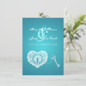 Elegant Wedding Reception Key in my Heart Turquois Kaart (Staand voorkant)