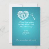 Elegant Wedding Reception Key in my Heart Turquois Kaart (Achterkant)