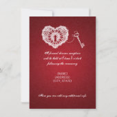 Elegant Wedding Reception Key of My Heart Red Kaart (Achterkant)