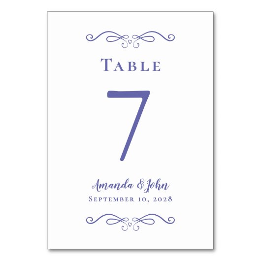 Elegant Wedding Reception Trendy Periwinkle White Kaart (Voorkant)