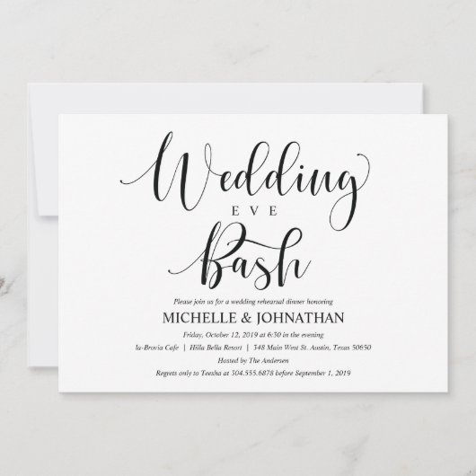 Elegant Wedding Rehearsal Dinner Invitation Card Kaart (Voorkant)