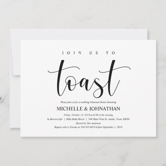 Elegant Wedding Rehearsal Dinner Invitation Card Kaart (Voorkant)