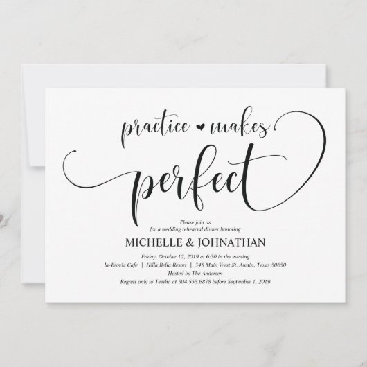 Elegant Wedding Rehearsal Dinner Invitation Card Kaart (Voorkant)