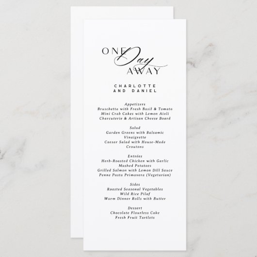 Elegant Wedding Rehearsal Een dag verder Menu (Voorkant / Achterkant)