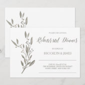 Elegant Wedding Rehearsal Uitnodiging Floral Grey (Voorkant / Achterkant)