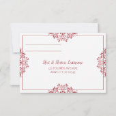Elegant Wedding Response Kaart | Nadine (rood) (Achterkant)