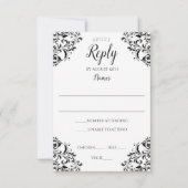 Elegant Wedding Response Kaart | Nadine (zwart) (Voorkant)