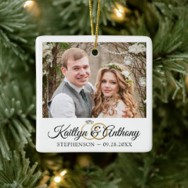 Elegant Wedding Rings 2 Foto herdenkingswit Keramisch Ornament