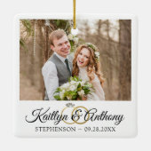 Elegant Wedding Rings 2 Foto herdenkingswit Keramisch Ornament (Achterkant)