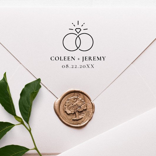 Elegant Wedding Rings Custom Save The Date Rubberstempel